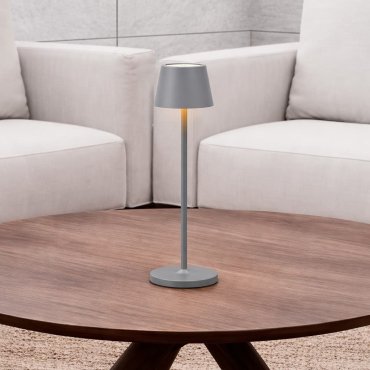 Nova Luce Seina - lampe de table rechargeable - Ø 11,4 x 39,5 cm - 2W dimmable LED inclus - IP54 - gris basalte