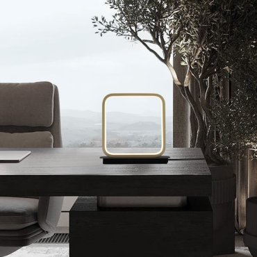 Nova Luce Imar - lampe de table avec interrupteur sur câble - 22 x 22 x 8 cm - 13W LED inclus - noir sablé et or