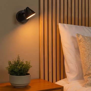 Lucide Milne - applique murale - Ø 10 x 16,5 cm - 6W LED dimmable inclus - noir