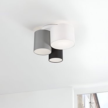 Nova Luce - Bryson - plafonnier - Ø 35 x 21 cm - noir, blanc et gris