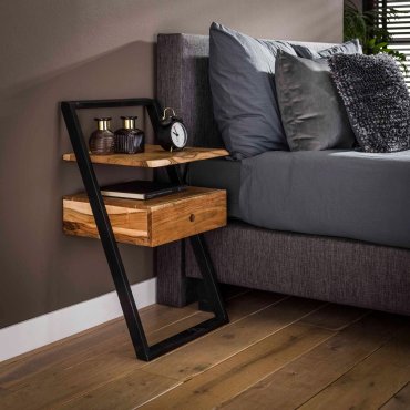 Vico Lean - table de chevet - 45 x 35 x 77 cm - bois d'acacia