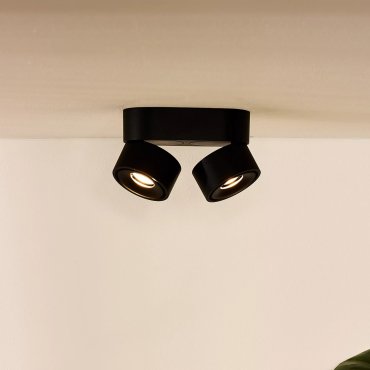 Lucide Yumiko - spot en saillie 2L - 16,1 x 7,8 x 8,2 cm - 2 x 8W LED dimmable inclus - noir
