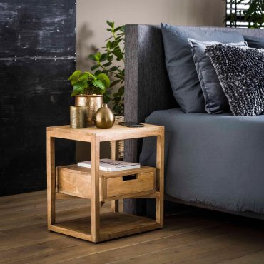 Vico Sahara - table de chevet - 45 x 35 x 50 cm - bois de manguier