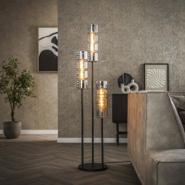 Vico Stepped Cylinder Glass - lampadaire - 155 cm - noir