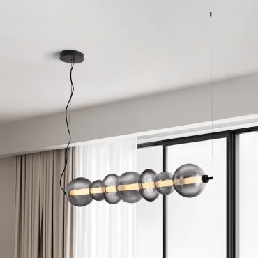 Nova Luce Bally - lampe suspendue - 117 x 125 x 19,5 cm - 40W dimmable LED inclus - noir mat et gris fumé