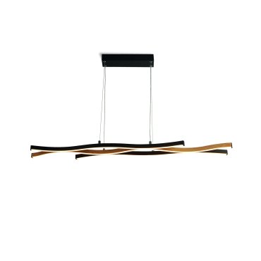 Searchlight Bloom - lampe suspendue - 108 x 150 cm - 3 niveaux de gradation - 38W LED inclus - noir et bois