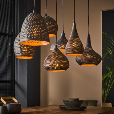 Vico Perforated 7L - lampe suspendue - 100 x 45 x 150 cm - noir brun