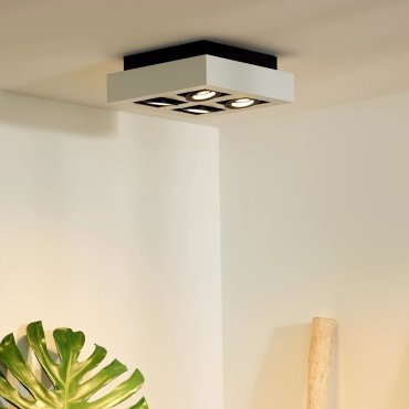 Lucide Xirax - spot en saillie - 25 x 25 x 8,8 cm - 4 x 5W LED dimmable inclus - dim to warm - white