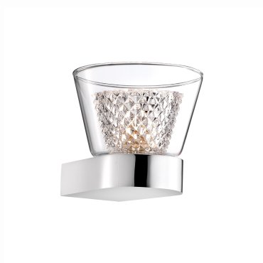 Nova Luce Boccale - applique murale - 12,6 x 12 x 10,3 cm - 33W halogène inclus - chrome et transparent
