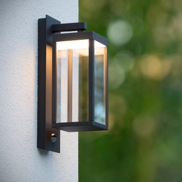 Lucide Clairette - Applique d'extérieur avec détecteur de mouvement - 12 x 38 x 16,7 cm - 13W LED inclus - IP54 - anthracite