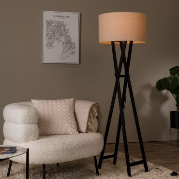 Lucide Trafalgar - lampadaire - Ø 48 x 157 cm - beige et noir