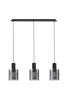 Nova Luce Mirbi - lampe suspendue - 96 x 18 x 120 cm - noir sablé et verre fumé