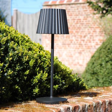 Lucide Justine - lampe de table extérieure sans fil avec station de charge - Ø 13,5 x 38 cm - 2W LED dimmable inclus - IP54 - noir
