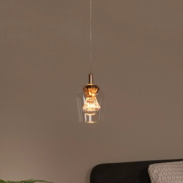 Lucide Berliane - lampe suspendue - Ø 13 x 164,5 cm - 4W dimmable LED inclus - transparent et doré