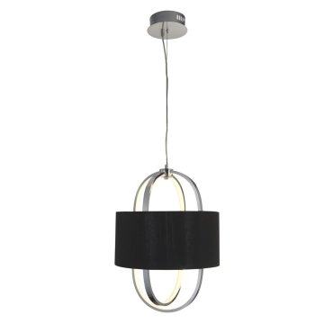 Searchlight Madrid - lampe suspendue - Ø 38 x 130 cm - 20W LED dimmable inclus - noir et chrome