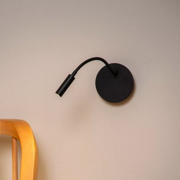 Lucide Jolijn - applique murale avec bras de lecture flexible - rechargeable via câble USB - Ø 11 x 3,2 cm - 2W led inclus - noir