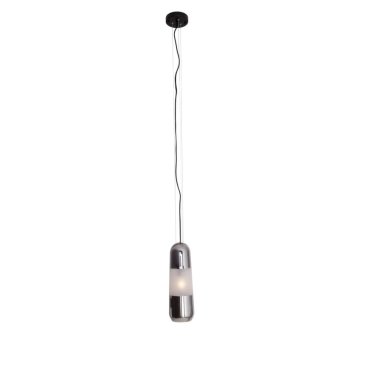 Maxlight Mauri - lampe suspendue - Ø 12,5 x 180 cm - noir et verre fumé