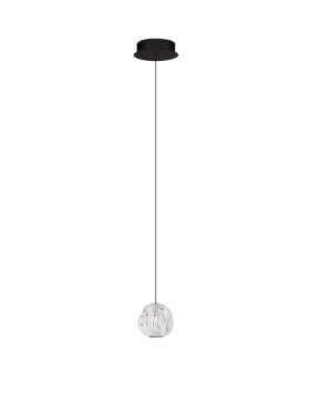 Nova Luce Ifos - lampe suspendue - Ø 10 x 180 cm - 6W LED inclus - noir sablé et métal chromé