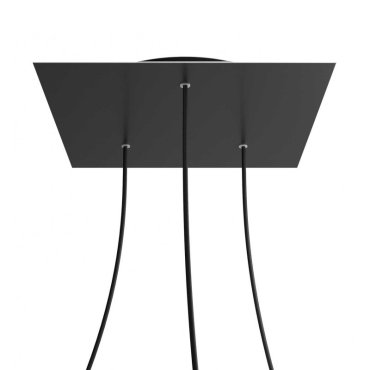 Creative Cables - Rose-One Rosace de plafond carrée pour 3 points lumineux en triangle - 40 x 40 x 3,5 cm - noir