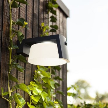 Lutec Moon - Applique solaire extérieure avec détecteur de mouvement - 21,7 x 16 x 9,6 cm - 9,5W LED inclus - IP44 - gris foncé