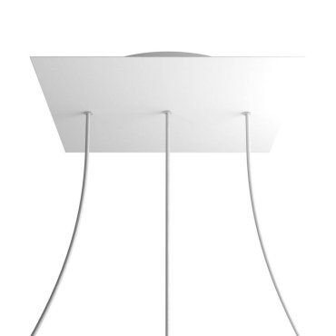Creative Cables - Rose-One Rosace de plafond carrée pour 3 points lumineux en ligne - 40 x 40 x 3,5 cm - blanc