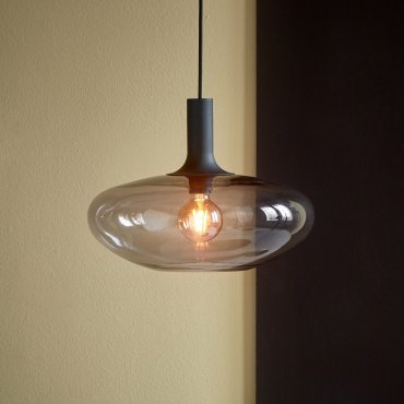 Nordlux Alton - lampe suspendue - Ø 35 x 330 cm - noir et verre fumé