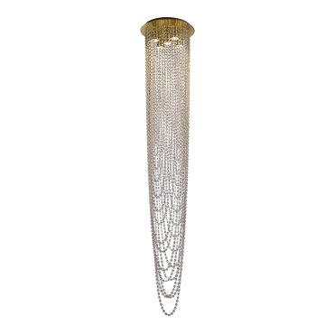 Searchlight Swoop - lampe suspendue - Ø 35 x 180 cm - laiton satiné et transparent