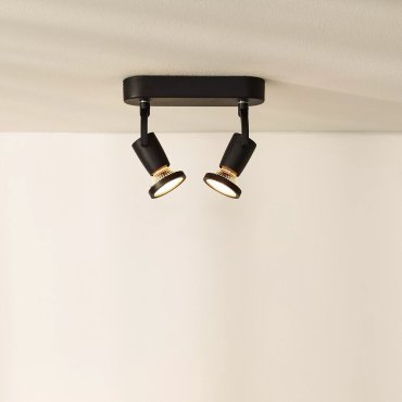 Lucide Jaster 2 - spot en saillie - 20 x 6 x 15,5 cm - 2 x 5W LED inclus - noir
