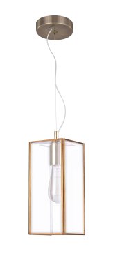 Nova Luce Flavio - lampe suspendue - 32 x 13 x 130 cm - transparent et laiton antique
