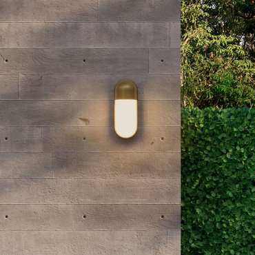Nova Luce Arrow - applique murale extérieure - 10 x 24 x 9 cm - 9W LED inclus - IP65 - laiton doré