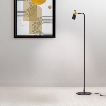Nova Luce Pongo - lampadaire avec interrupteur et prise USB - Ø 25 x 135 cm - noir sable et or