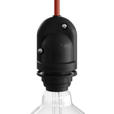 Creative Cables Eiva - Raccord E27 avec support de câble en silicone - Ø 5,8 x 10,3 cm - IP65 - noir