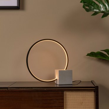 Lucide Cirkelis - lampe de table - 32 x 10 x 32 cm - 3 niveaux de gradation - 6W dimmable LED inclus - gris et noir