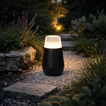 Lucide Opus - lampe de jardin - Ø 14,5 x 28 cm - 9W LED inclus - IP54 - noir