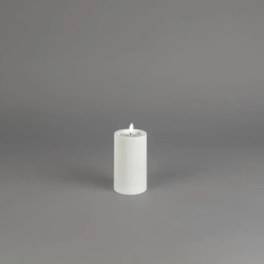 Konstsmide - Bougie LED à bloc sur piles avec flamme vacillante - Ø 7 x 12 cm - IP44 - blanc