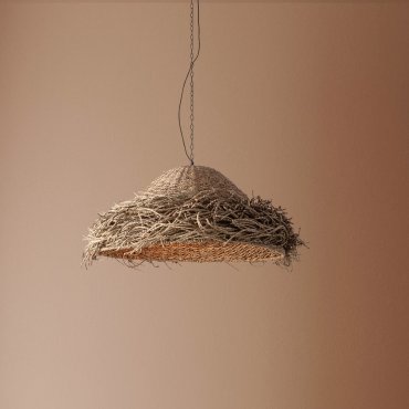 Nova Luce Natu - lampe suspendue - Ø 86 x 200 cm - joncs de mer naturel et noir