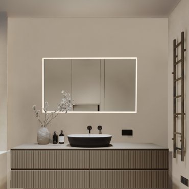 Nova Luce Ambor - miroir avec éclairage - 70 x 120 x 5,5 cm - 48W LED inclus - IP44 - noir anodisé