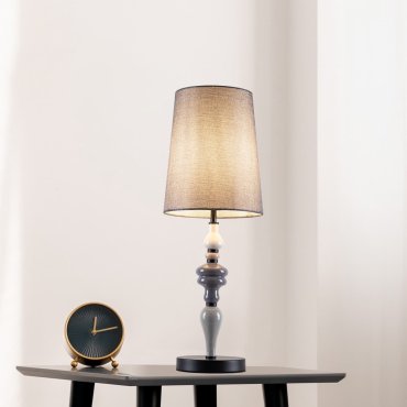 Nova Luce Damo - lampe de table - Ø 22 x 62 cm - noir mat, gris et brun