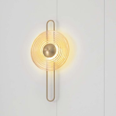 Nova Luce Nous - applique murale - Ø 30 x 60 cm - 8W LED inclus - laiton doré et verre ambré