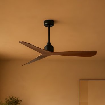 Faro Rocker M - ventilateur de plafond - Ø 132 cm - noir mat et noyer