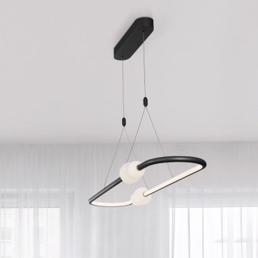 Nova Luce Celia - lampe suspendue avec télécommande - 100 x 28 x 120 cm - 44,2W LED dimmable inclus - noir et opale