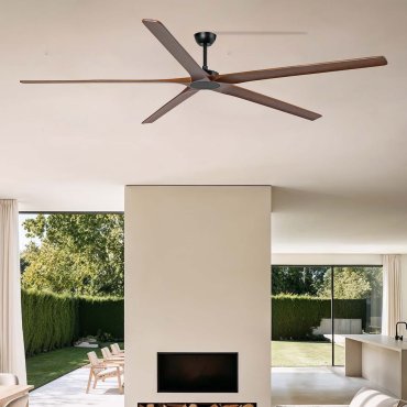 Faro Bigwood 24 XXL - ventilateur de plafond - Ø 240 cm - noir mat et noyer foncé