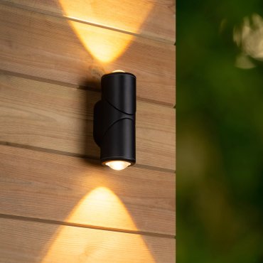 Lucide Erin - applique murale extérieure - 6 x 8 x 19 cm - 2 x 5W LED inclus - IP65 - noir