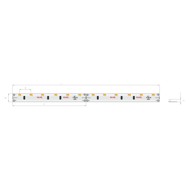 Klus Bande LED - largeur 0,5cm, longueur 500cm - 24Vdc - dimmable - 4,5W LED dimmable par mètre - 60 LED par mètre - 2700K