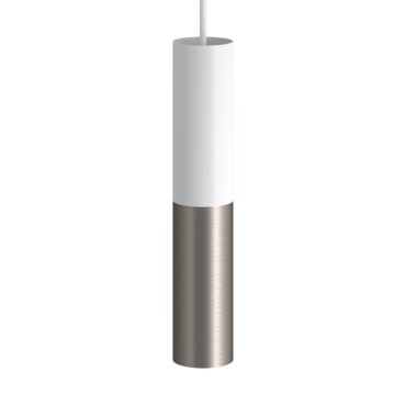 Creative Cables Double Tube - lampe suspendue 1L - Ø 12,5 x Ø 6 x 190 cm - blanc mat et titane