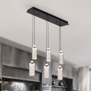 Nova Luce Lune - lampe suspendue - 20 x 170 x 81 cm - 44W dimmable LED inclus - noir sable et chrome