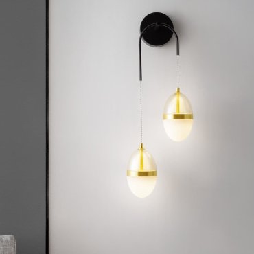 Nova Luce Egna - applique murale - 27 x 76 x 14,5 cm - 24W LED inclus - opale, verre cognac, or et noir