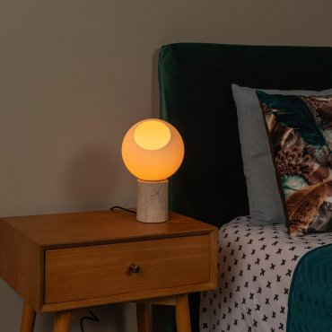 Lucide Davin - lampe à poser - Ø 15 x 25,6 cm - opale et taupe