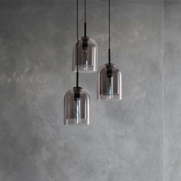 Nova Luce Velor 3L - lampe suspendue - Ø 30 x 185 cm - verre fumé et noir