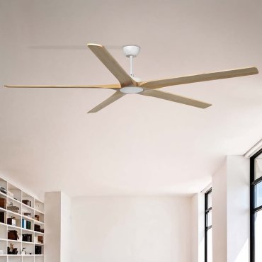Faro Bigwood 20 XL - ventilateur de plafond - Ø 200 cm - blanc mat et pin
